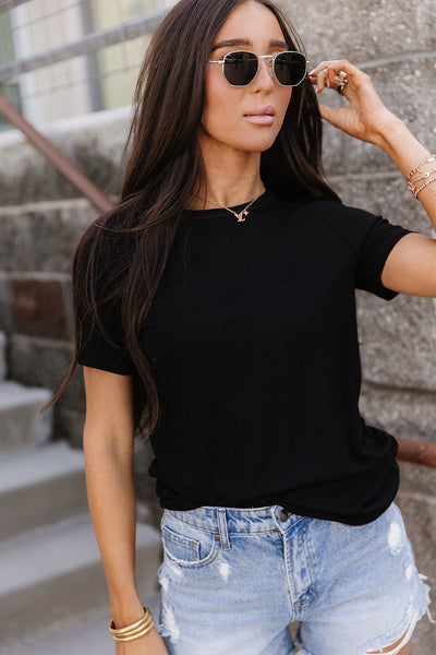 Ampersand Ave. Ribbed Tee-Black