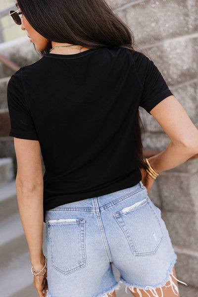Ampersand Ave. Ribbed Tee-Black
