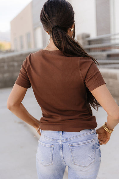 Ampersand Ave. Ribbed Tee-Coffee