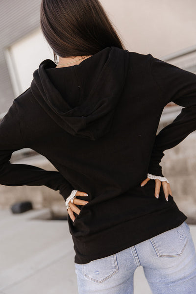 Ampersand Ave. Black V Lace Hoodie