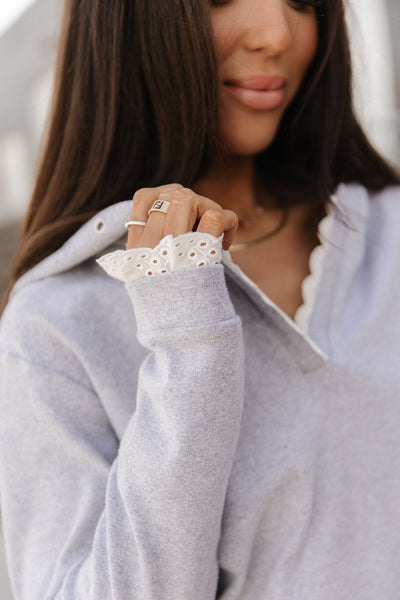 Ampersand Ave. Grey Lace V Hoodie
