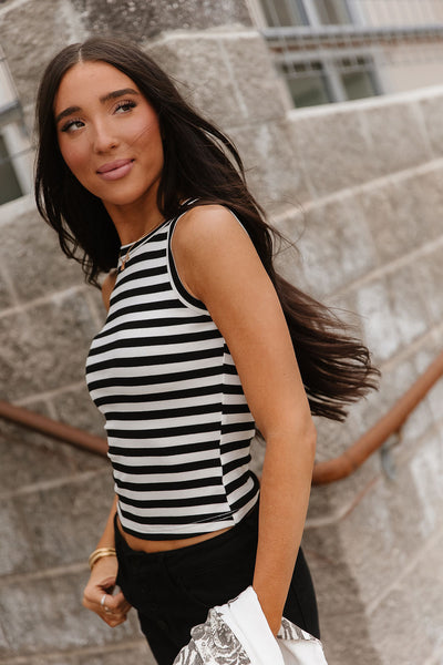 Ampersand Ave. Ivory/Black Stripe Tank