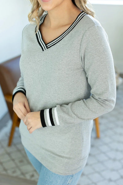 Varsity Stripe Trim Pullover