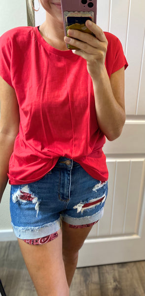 Red Twist Front Top