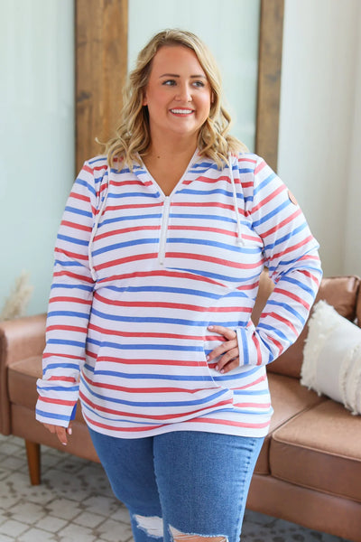 American Stripe 1/2 Zip Hoodie