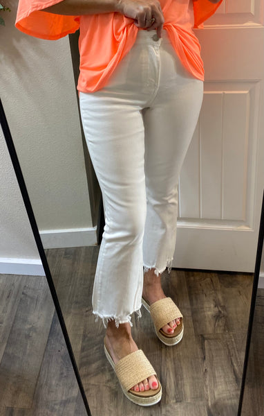 Vervet White Fray Crop Denim