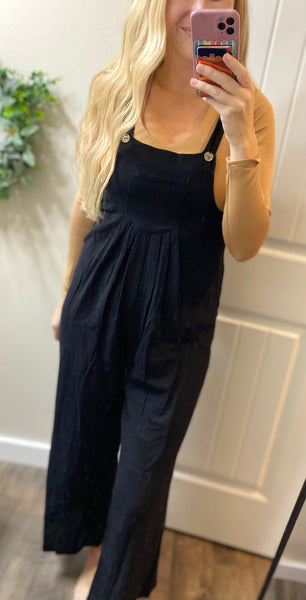 Black Wide Leg Overalls