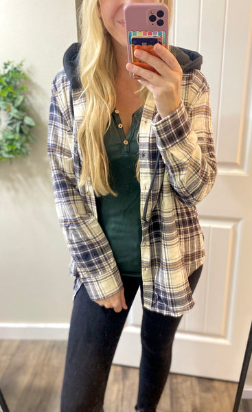Evergreen Ribbed Button Henley Tank