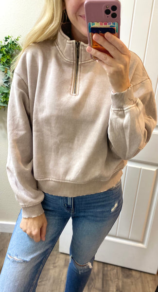 Ash Mocha 1/4 Zip Fleece Pullover