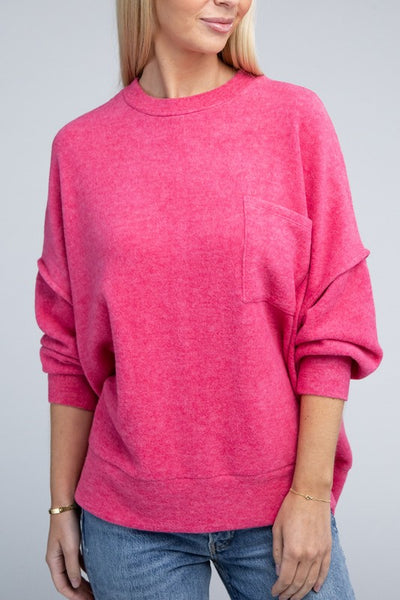 Brushed Melange Drop Shoulder Sweater