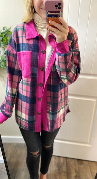 Magenta Plaid Shacket