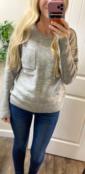 Melange Hi-Low Round Neck Sweater