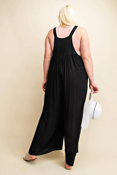 Ruched Wide Leg Overalls