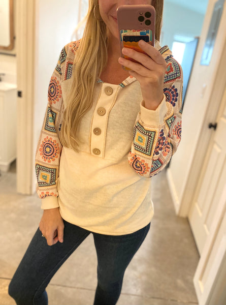 Boho Waffle Knit Hoodie