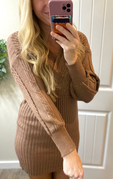 Brown Cableknit Sweater Tunic