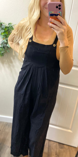 Black Wide Leg Overalls