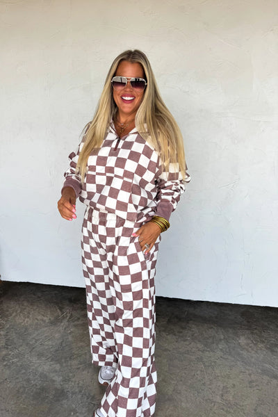 PREORDER Blakeley Camo/Checkered Wide Leg Joggers