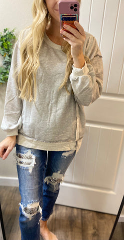 Grey Contrast Detail Pullover