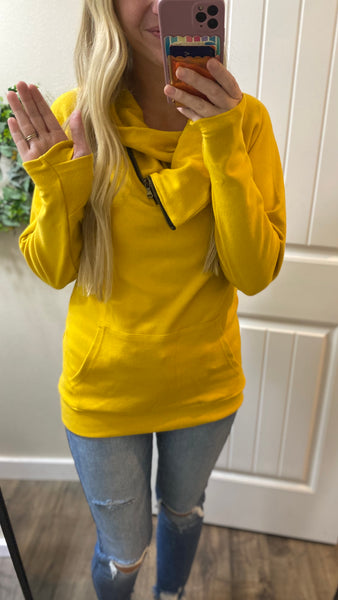 MM Mustard Zip Cowlneck