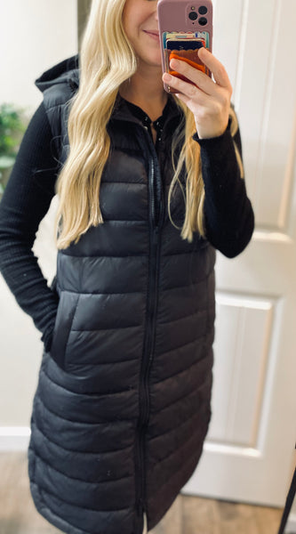 Black Puff Long Vest