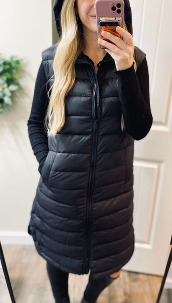 Black Puff Long Vest