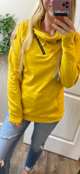 MM Mustard Zip Cowlneck