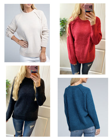 Chenille Exposed Seam Sweater