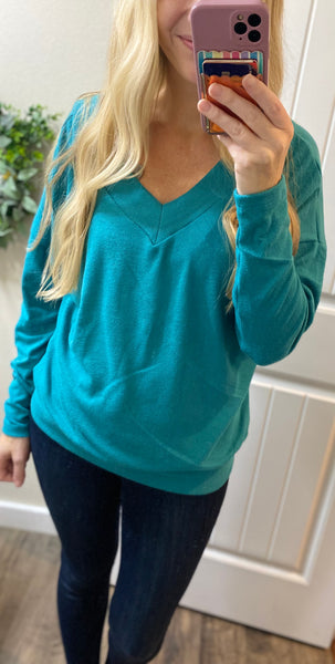 Teal Long Sleeve Knit Top