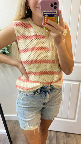 Stripe Sweater Sleeveless Top