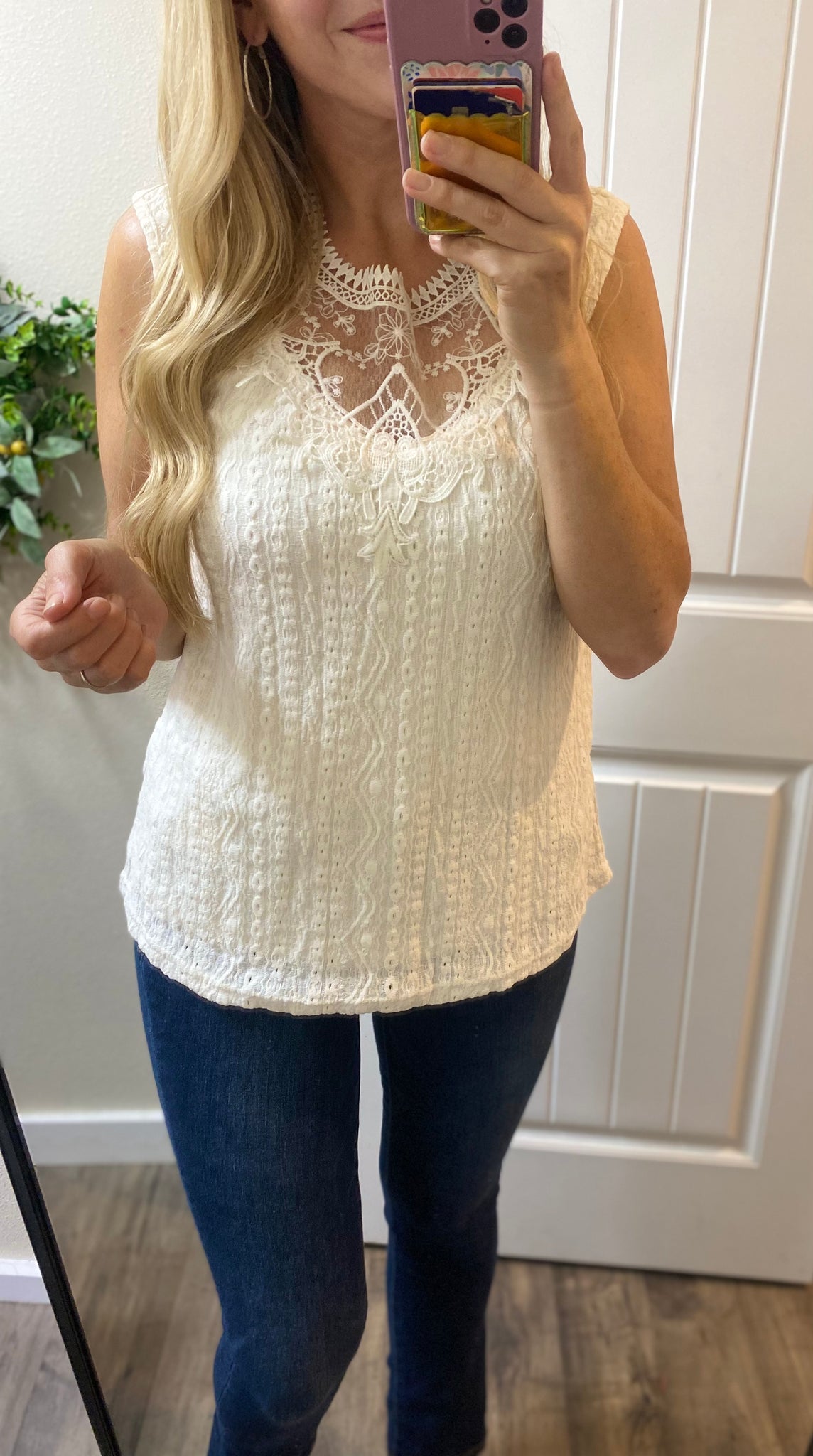 Lace Eyelet Sleeveless Top