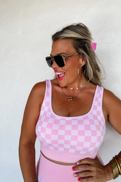 Preorder Blakeley Checker Bra & Biker Short Sets