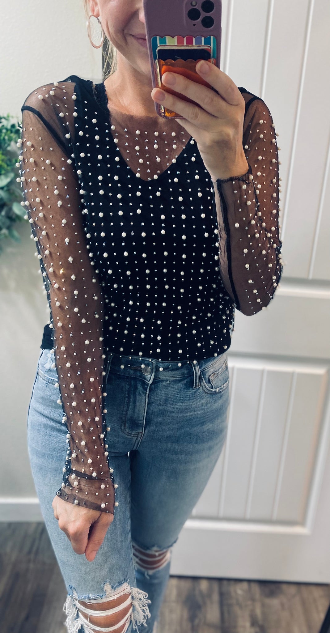 Pearl Layering Top in Black