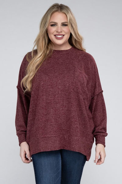 Brushed Melange Drop Shoulder Sweater