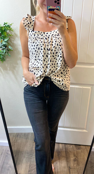 Ivory Dot Bow Back Sleeveless Blouse