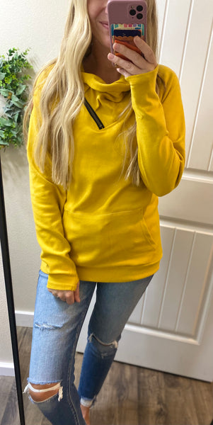 MM Mustard Zip Cowlneck