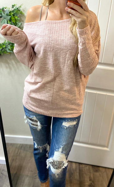 Light Pink Ribbed Waffle Top