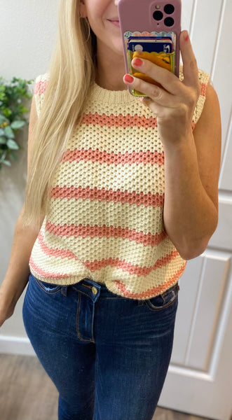 Stripe Sweater Sleeveless Top