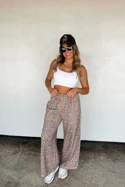 PREORDER: Floral & Cheetah Wide Leg Joggers