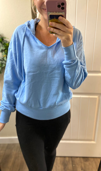 My Favorite Terry Split Neck Hoodie