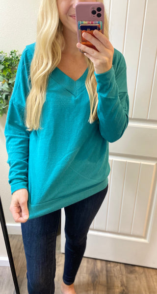 Teal Long Sleeve Knit Top