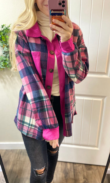 Magenta Plaid Shacket