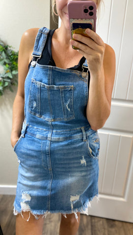 Risen Distressed Overall Skirt