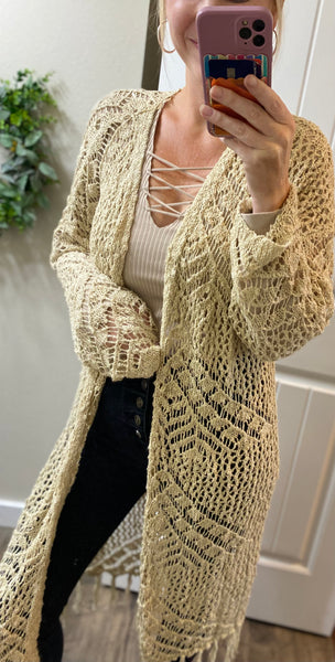 Tassel Knit Long Cardigan