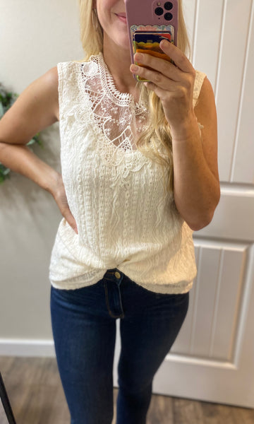 Lace Eyelet Sleeveless Top