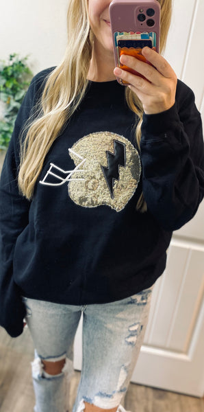 Preorder Sequin Football Helmet Sweatshirt