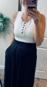 Fitted Button Henley Tank