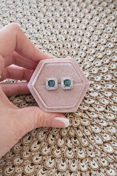 Olivia Emerald Halo Earrings in Mermaid