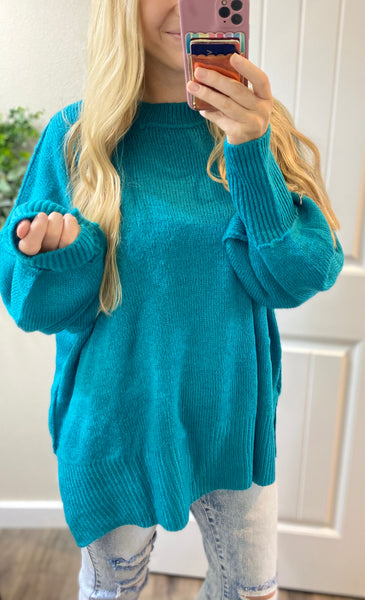 Oversized Aqua Sweater