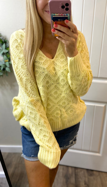 Yellow V-Neck Soft On/Off Shoulder Sweater