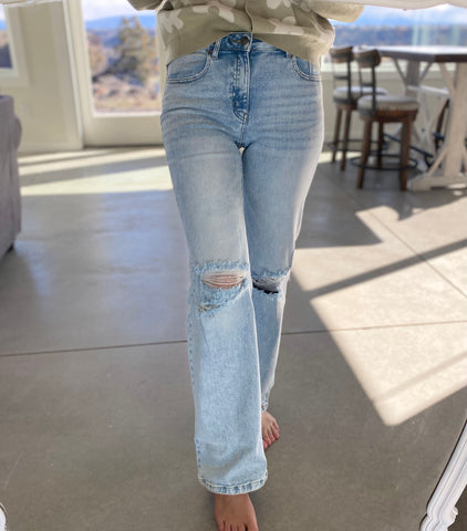 Wide Leg Premium Denim Distressed or Non-distressed